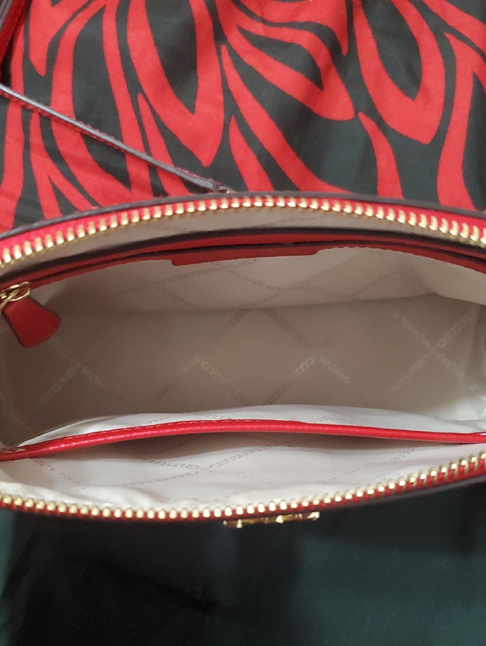 Michael Kors Red Dome Crossbody Bag with Gold MK and Chain Strap - Picture 6 of 6